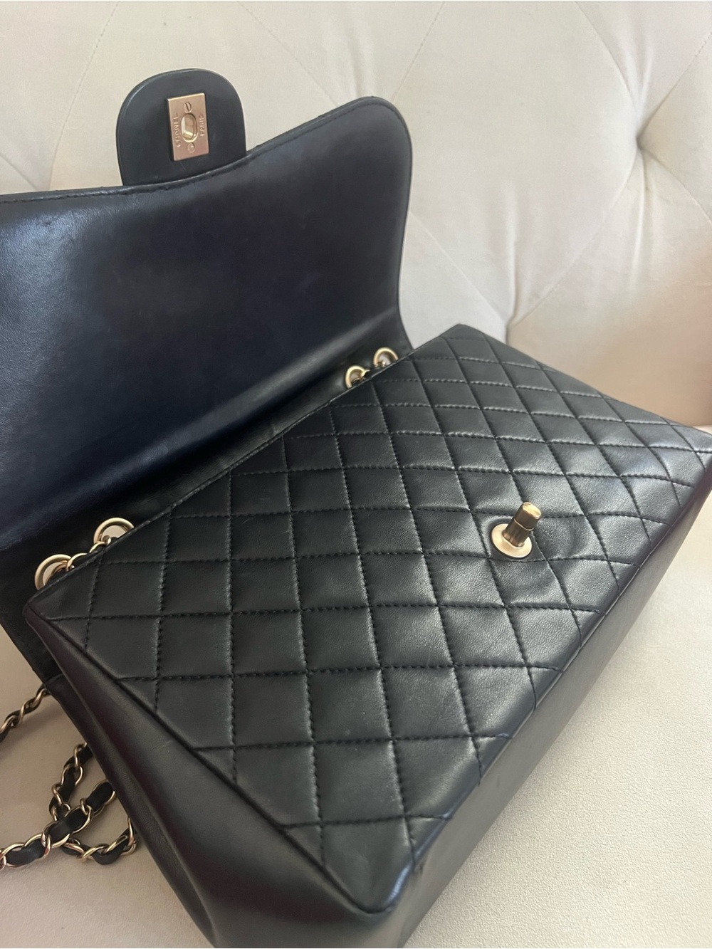 Chanel Quilted Lambskin Mademoiselle Chic Flap Jumbo Size Black Gold hardware - Picture 10 of 14